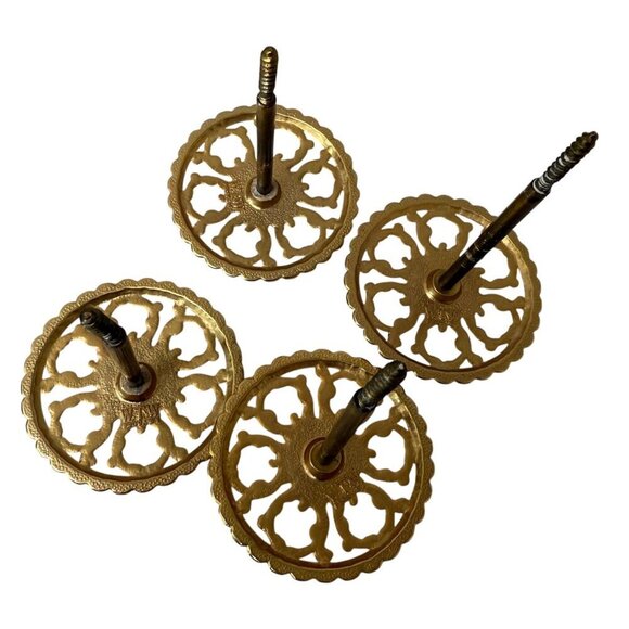 Drapery Tie Backs WTW Set of 4 Rosettes Goldtone Metal Brass Curtain Accessory - Picture 6 of 9